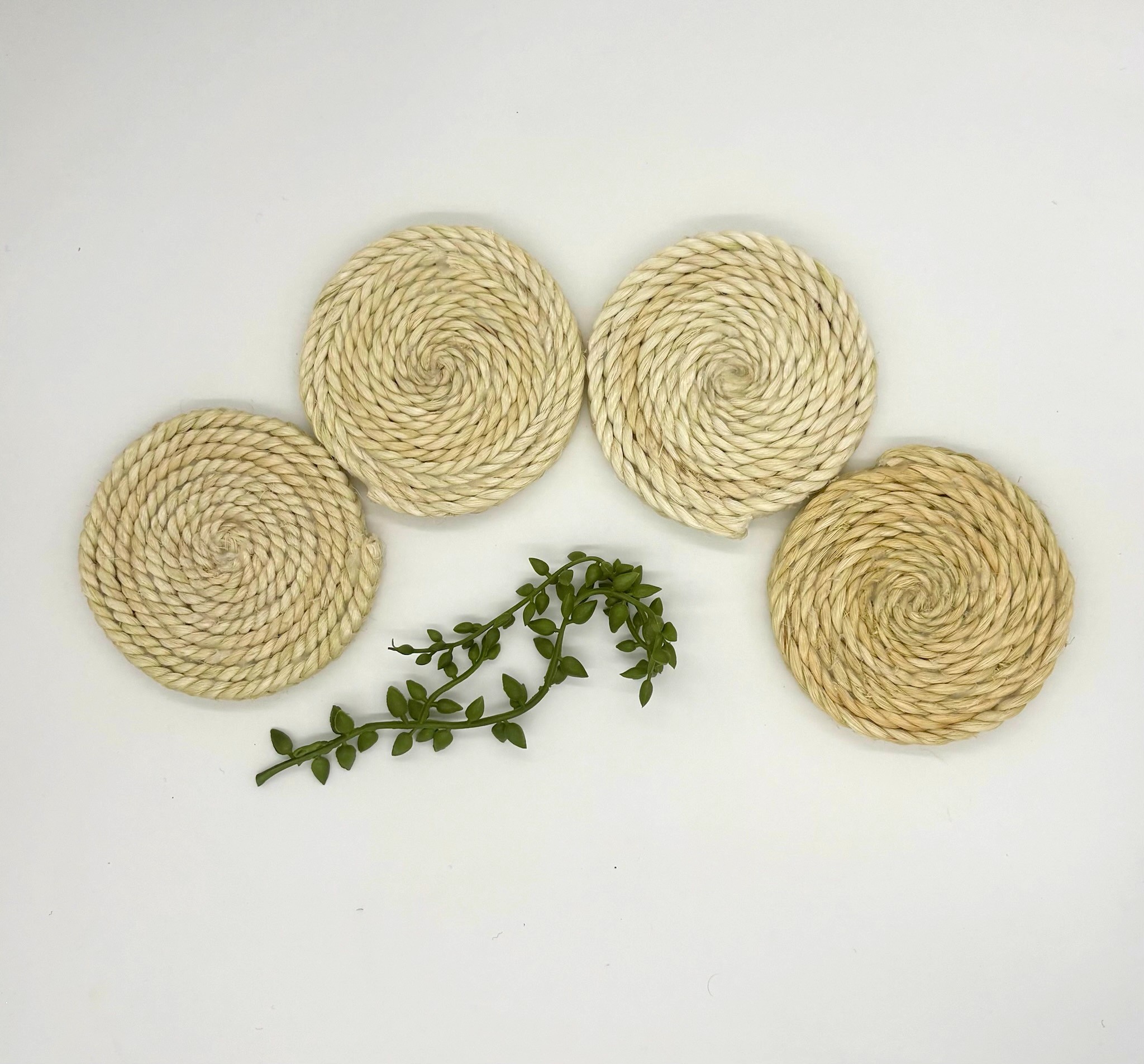 Handwoven Natural Coasters- Set of Four