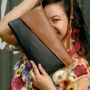 Crossbody- Two Tone Angled Crossbody and Clutch