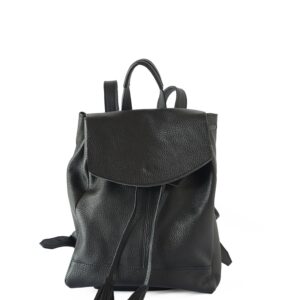 Pebbled Black Leather Backpack